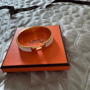 Hermes Gold and White Bracelet
